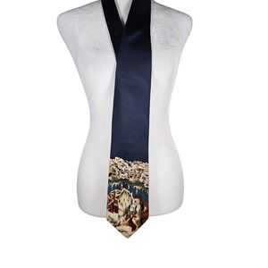 Vintage‎ J.G. Hook Men's 100% Silk Tie Blue Holiday Snowman Christmas